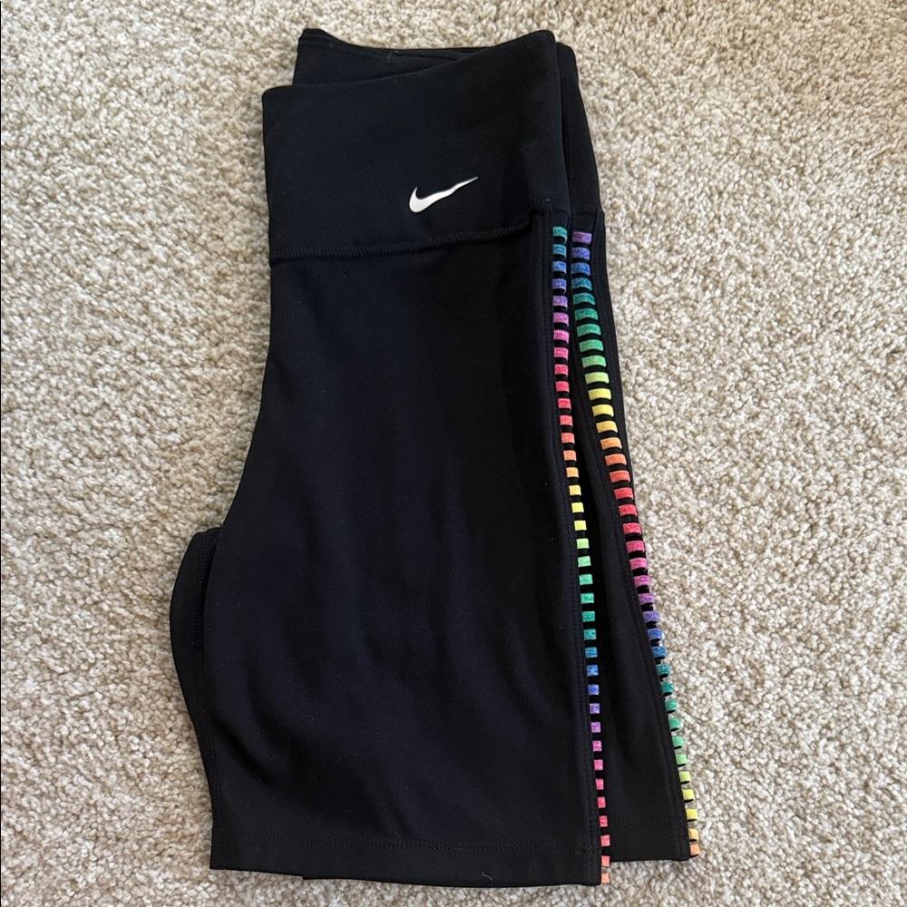 Nike Black Bike Shorts with Colorful Side Stripes